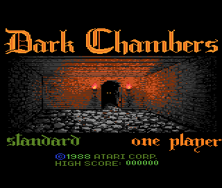 Dark Chambers title screen for Atari 7800